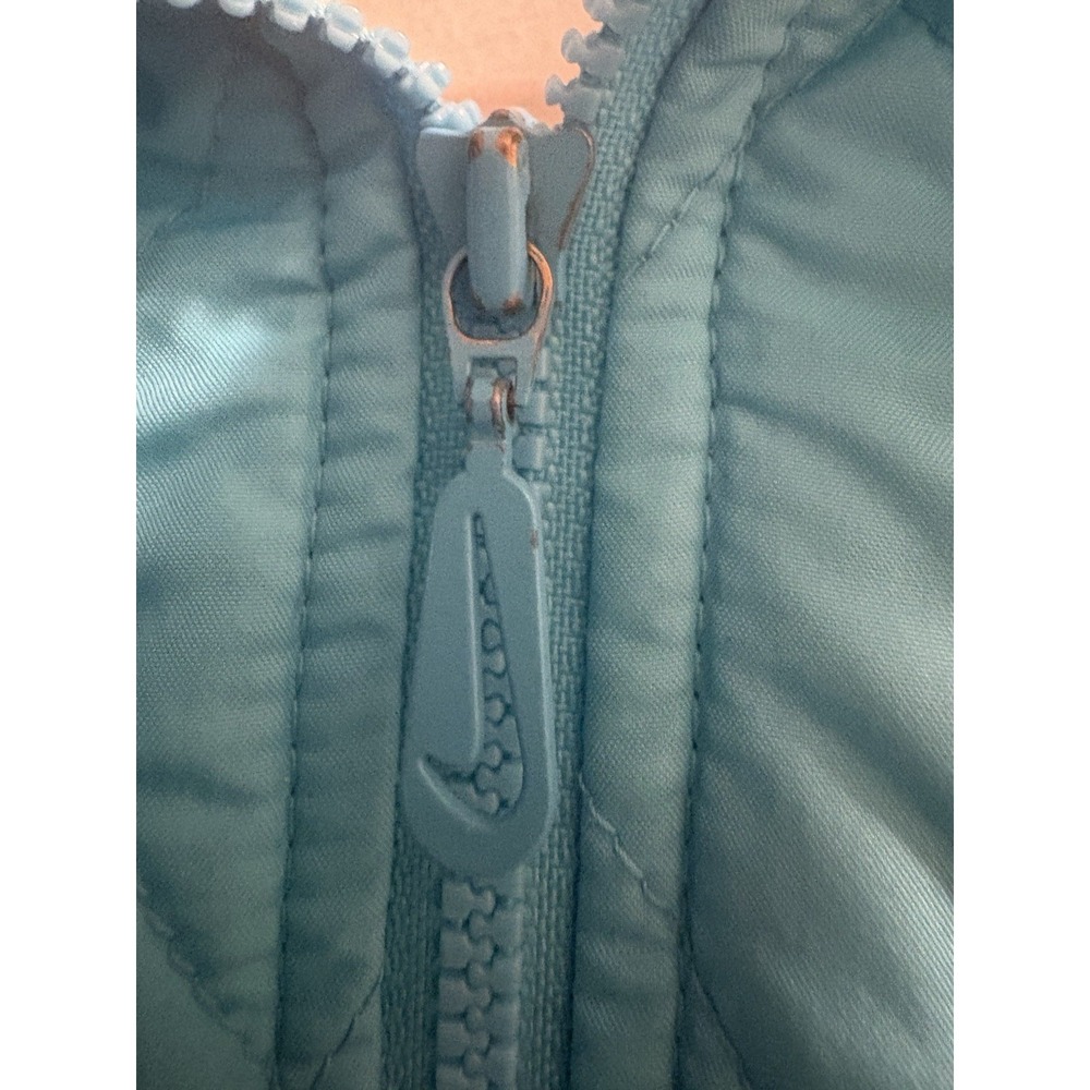 VINTAGE Y2K NIKE Quilted Zip-Up Bomber Jacket Aqua Blue Size Medium - Picture 2 of 11